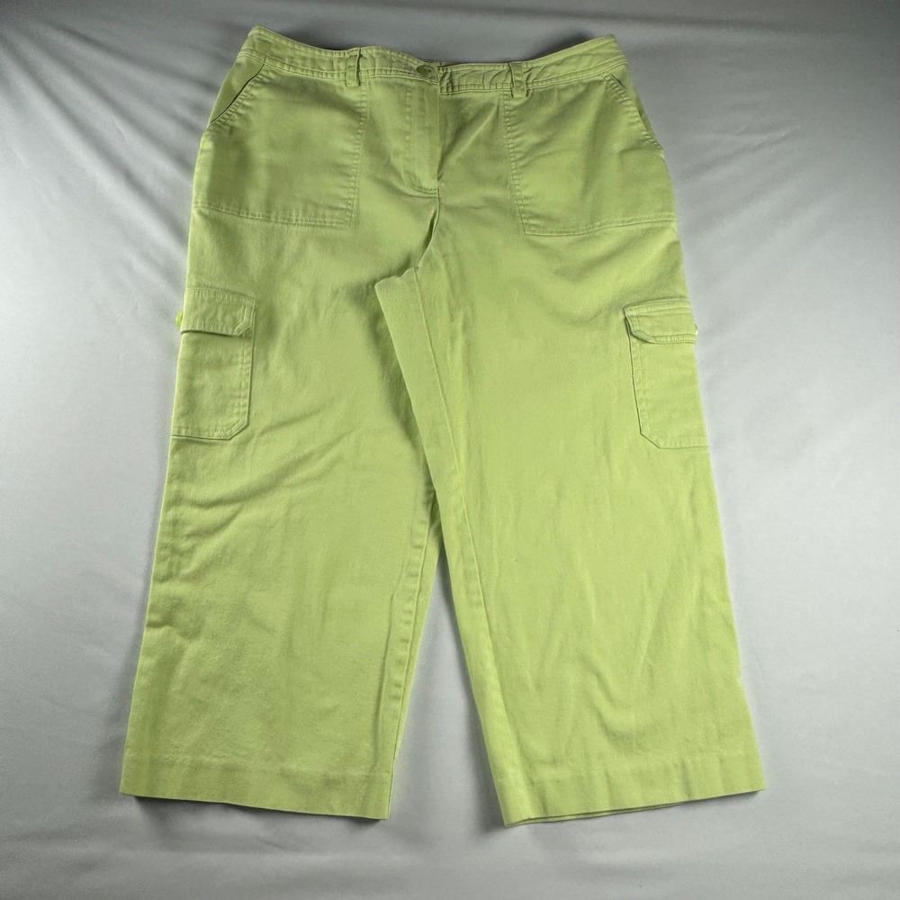 Kim Rogers Signature Lime Green Cargo Capri Pants Womens 16 Stretch Cropped